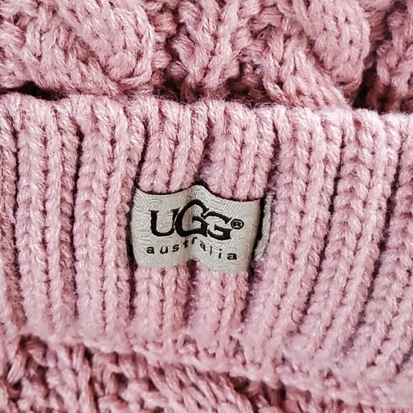 Pink UGG Faux Fur Knitted Scarf and Beanie Hat Set - Picture 1 of 9